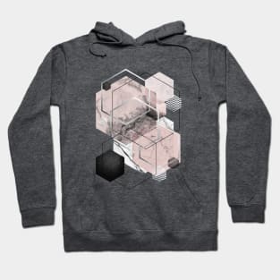 Geometric Hexagons in Blush Pink and Grey Hoodie